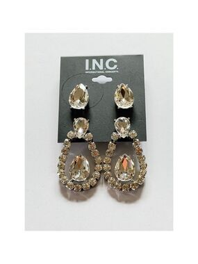 INC International Concepts Silver Teardrop Earrings